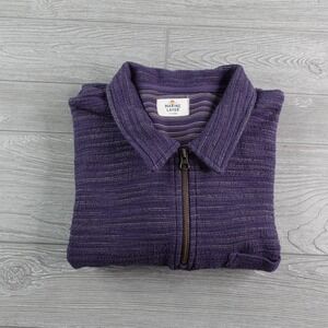 Marine Layer Textured Stripe Quarter Zip Men's XL Pullover Sweater Collared